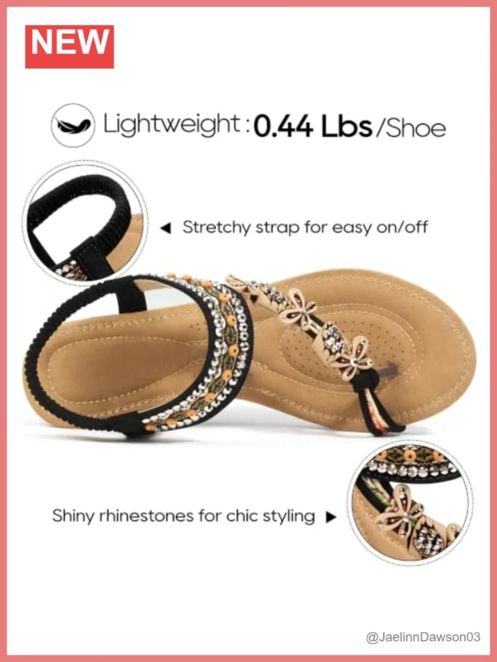 Women's Beaded Wedge Sandals with Ankle Strap, Non-Slip Sole, Breathable Insole